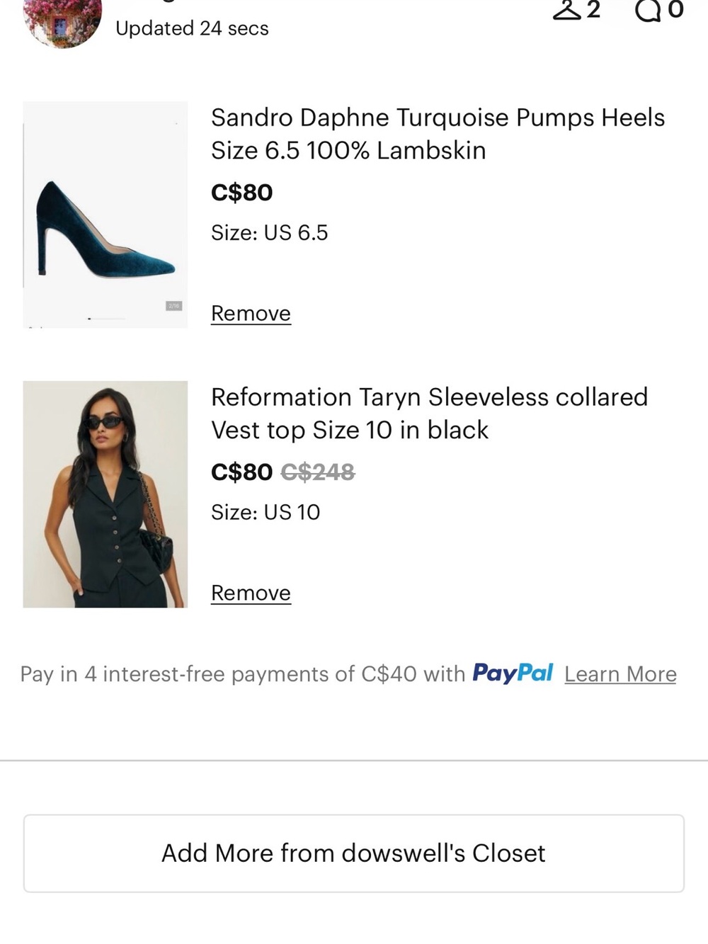 Sandro shoes and reformation vest bundle .